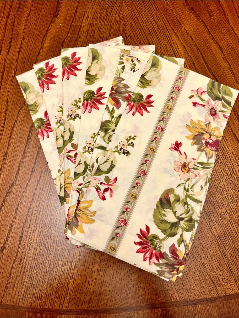 Williams Sonoma Napkins Set of 6 Floral Botanical Cottage Core French Country